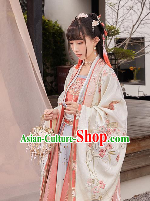 China Traditional Court Infanta Hanfu Clothing Ancient Song Dynasty Princess Embroidered Costumes