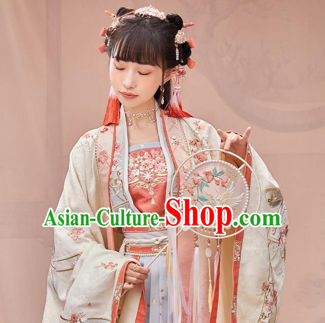China Traditional Court Infanta Hanfu Clothing Ancient Song Dynasty Princess Embroidered Costumes
