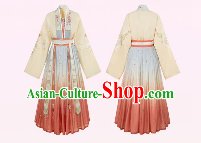 China Traditional Court Infanta Hanfu Clothing Ancient Song Dynasty Princess Embroidered Costumes