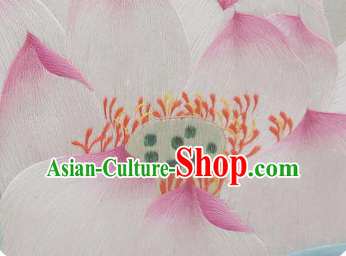 China Handmade Home Furnishings Wood Carving Double Side Screen Traditional Embroidered Lotus Table Screen