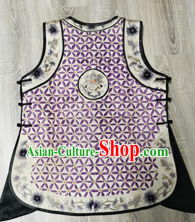 Top Grade Embroidered Waistcoat China Traditional Upper Outer Garment Tang Suit Purple Vest