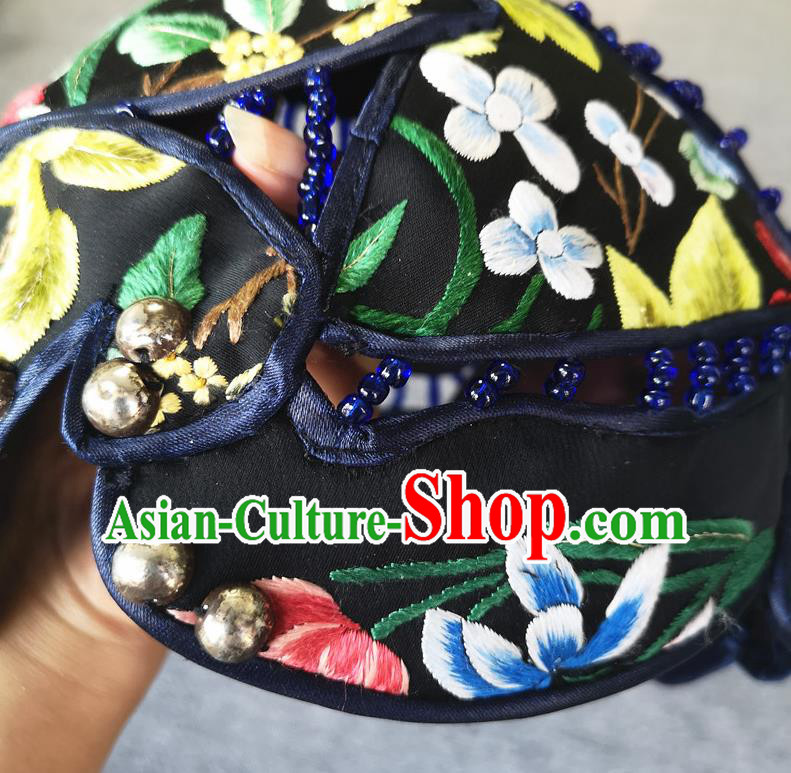 Handmade China National Headwear Traditional Cap Accessories Embroidered Peony Hat