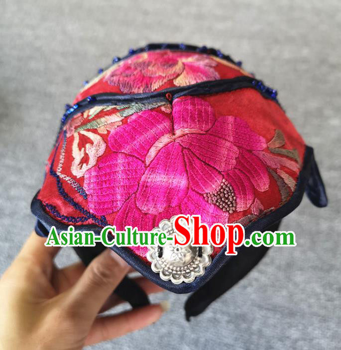 Handmade China Miao Ethnic Women Cap Traditional Hair Accessories Embroidered Hat National Headwear