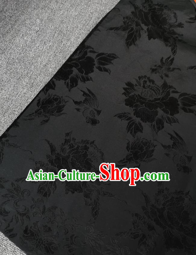 Chinese Embroidered Black Silk Qipao Dress Traditional Women Clothing National Sleeveless Cheongsam