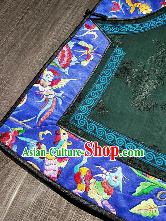 China National Women Short Coat Traditional Qing Dynasty Embroidered Costume Tang Suit Green Silk Jacket