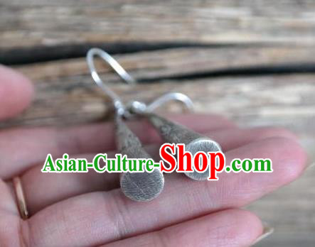 Traditional China Handmade Individual Ear Accessories Miao Nationality Ethnic Silver Earrings