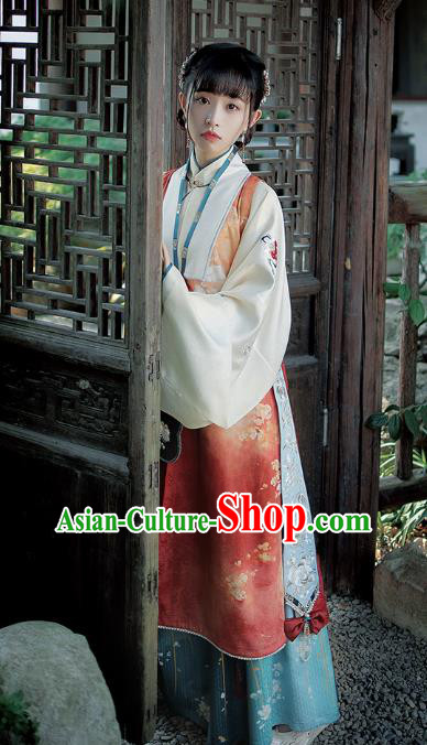 Ancient China Noble Beauty Costumes Traditional Ming Dynasty Royal Princess Hanfu Dress Full Set