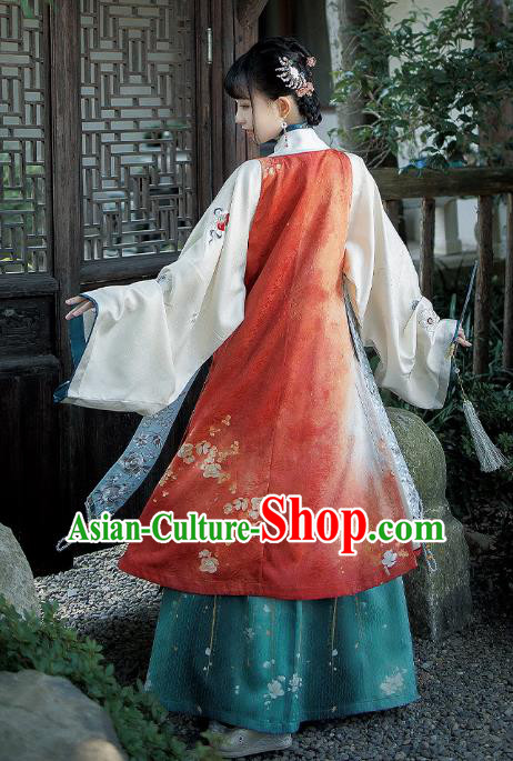 Ancient China Noble Beauty Costumes Traditional Ming Dynasty Royal Princess Hanfu Dress Full Set