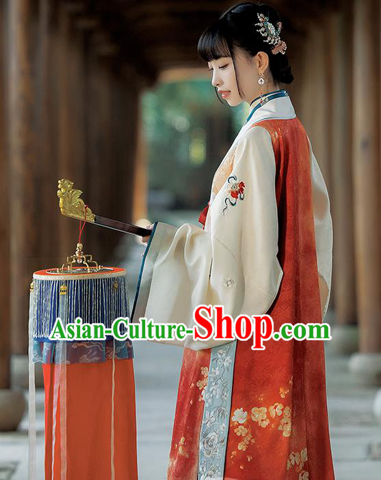 Ancient China Noble Beauty Costumes Traditional Ming Dynasty Royal Princess Hanfu Dress Full Set