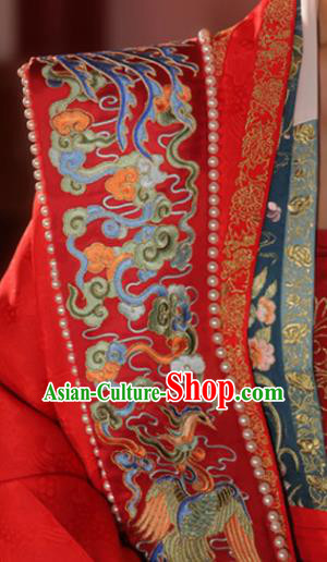 Chinese Ancient Song Dynasty Empress Historical Costumes Traditional Wedding Embroidered Hanfu Apparels Complete Set