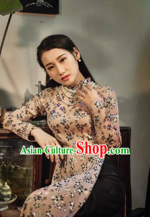 Traditional Vietnamese Court Ao Dai Cheongsam Custom Fashion Qipao Dress with Pants Asian Vietnam Women Clothing