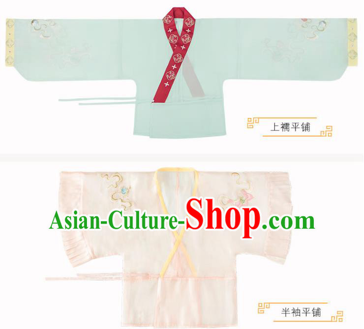 Traditional China Ancient Beauty Xi Shi Hanfu Dress Jin Dynasty Court Princess Top Blouse and Skirt Embroidered Costumes