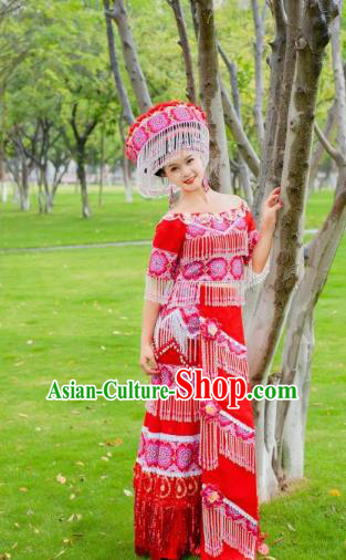 Top Quality China Yao Ethnic Wedding Dress Apparels Guizhou Minority Bride Costumes Festival Celebration Dance Clothing and Headwear