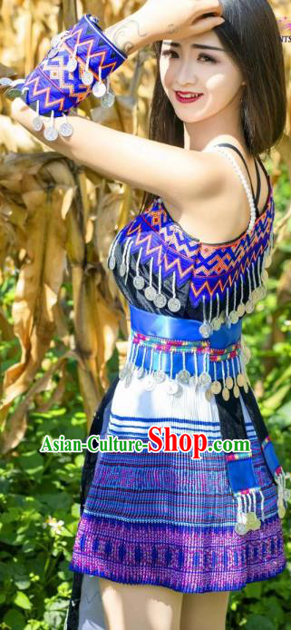 China Minority Nationality Stage Show Clothing Wenshan Miao Ethnic Traditional Costumes