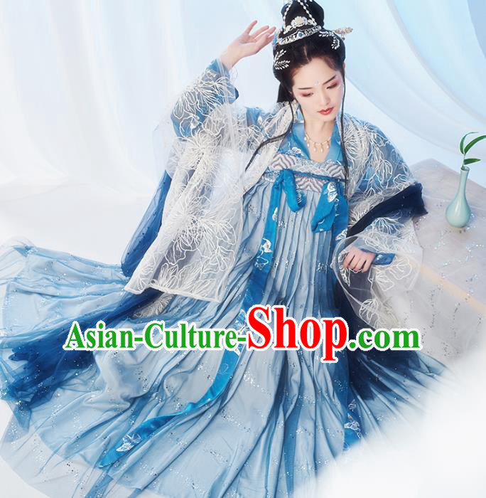 Chinese Drama Ancient Goddess Hanfu Dress Traditional Tang Dynasty Court Women Costumes Cape Blouse and Dress Full Set