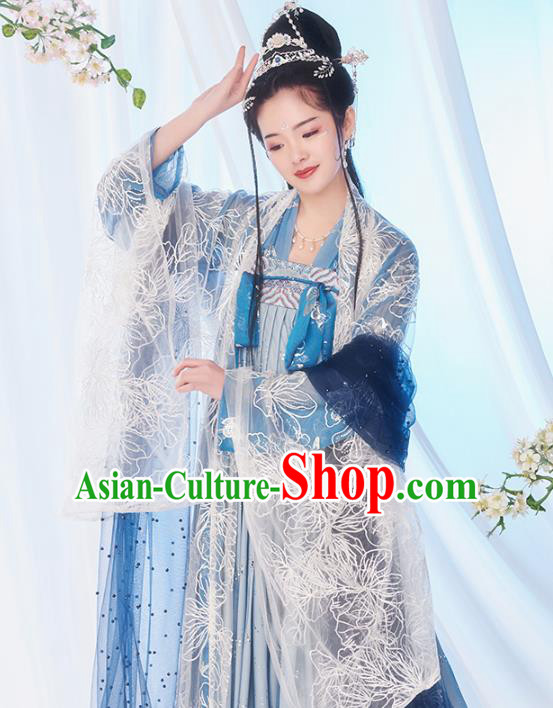 Chinese Drama Ancient Goddess Hanfu Dress Traditional Tang Dynasty Court Women Costumes Cape Blouse and Dress Full Set