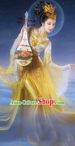 Ancient Chinese Legend Goddess Dress Traditional Tang Dynasty Palace Lady Costumes Classical Dance Clothing and Headpieces