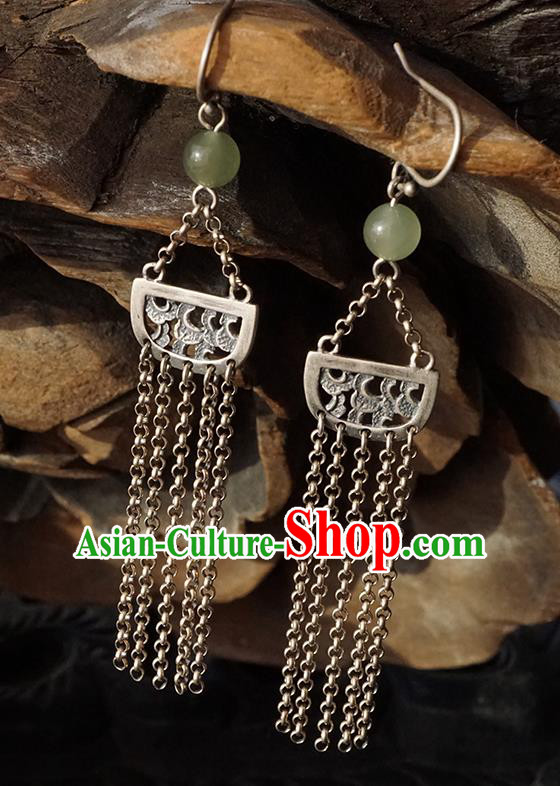 Top Grade Chinese Silver Tassel Earrings Traditional Handmade Ear Jewelry Accessories