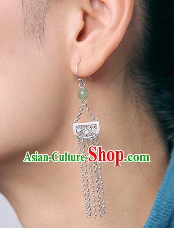 Top Grade Chinese Silver Tassel Earrings Traditional Handmade Ear Jewelry Accessories
