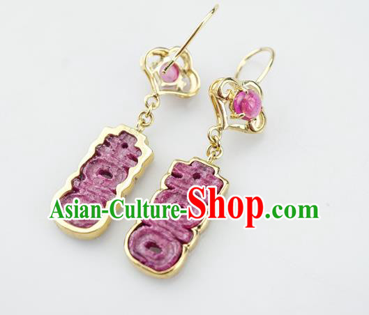 Top Grade Chinese Tourmaline Earrings Traditional Handmade Ear Jewelry Wedding Accessories