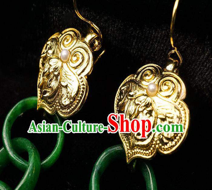 Top Grade Chinese Classical Pearl Earrings Traditional Cheongsam Accessories Handmade Jade Ear Jewelry