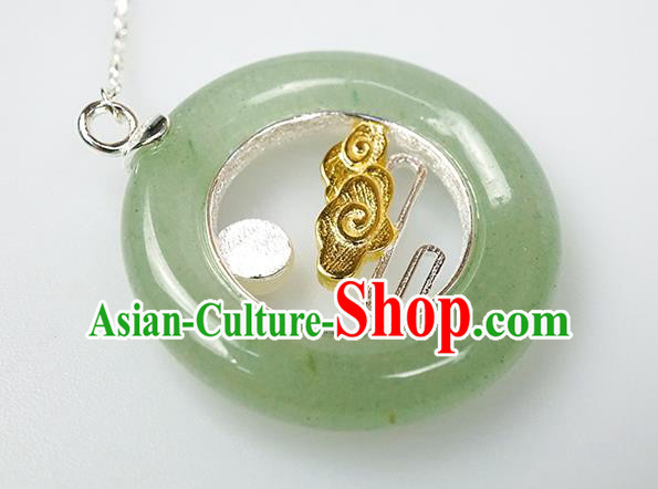 Top Grade Chinese Handmade Silver Carving Cloud Ear Jewelry Traditional Accessories Classical Cheongsam Aventurine Earrings