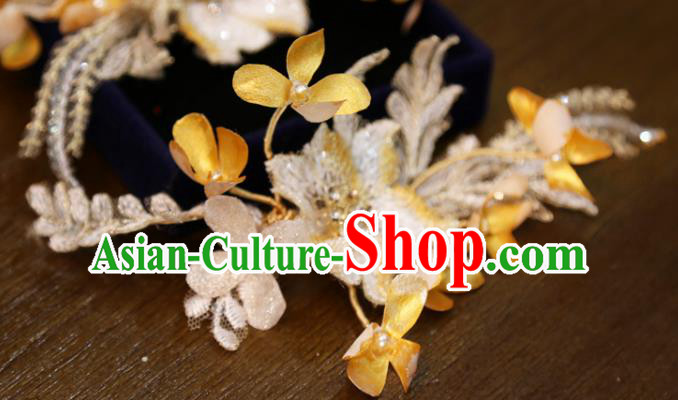 Chinese Classical Embroidered Flower Hair Sticks Hair Accessories Traditional Wedding Hairpins