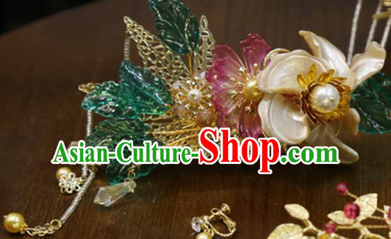 Chinese Traditional Xiuhe Suit Hair Accessories Wedding Bride Hair Crown Tassel Hairpins Full Set