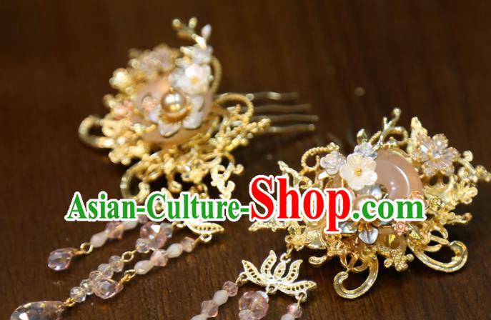 Chinese Wedding Hair Stick Traditional Classical Hair Accessories Xiuhe Suit Tassel Hair Combs