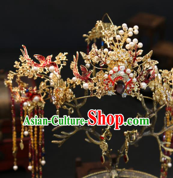 Chinese Wedding Hair Accessories Xiuhe Suit Hair Crown Traditional Bride Phoenix Coronet