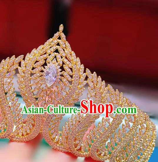 Top Europe Princess Hair Jewelry Wedding Bride Hair Accessories Baroque Golden Royal Crown