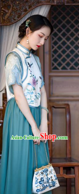 Chinese Traditional Embroidered Qipao Dress Silk Cheongsam Women Classical National Costume
