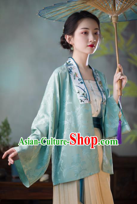 Chinese Traditional Clothing Classical Light Green Shirt Tang Suit Upper Outer Garment National Jacket for Women