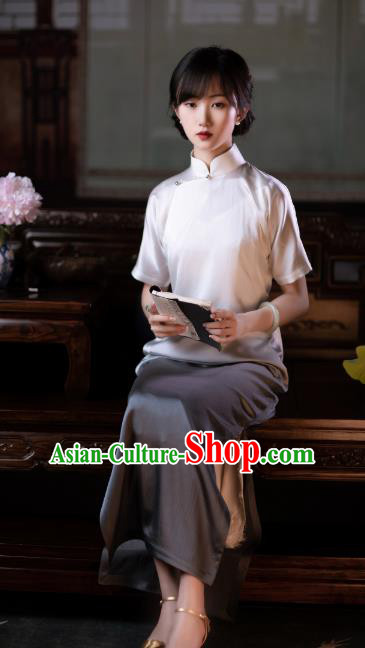 Chinese Traditional Qipao National Women Dress Classical Gradient Silk Cheongsam Costume