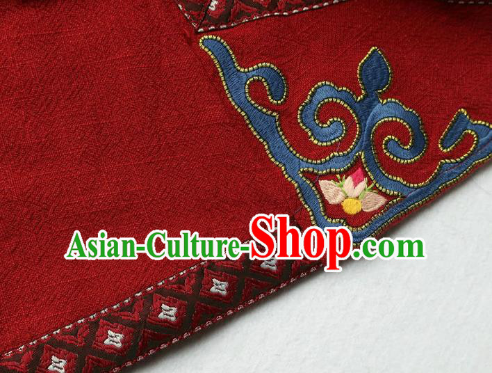 Chinese Retro Dark Red Skirt Traditional Women Clothing National Embroidered Peony Bust Skirt