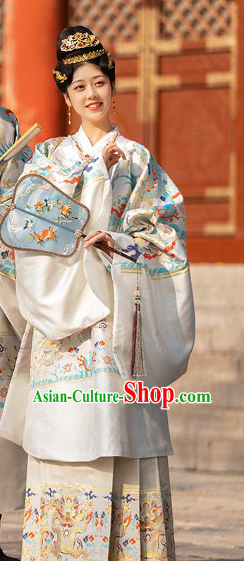 Traditional China Ming Dynasty Imperial Mistress Clothing Ancient Hanfu Dress Long Robe and Skirt Full Set
