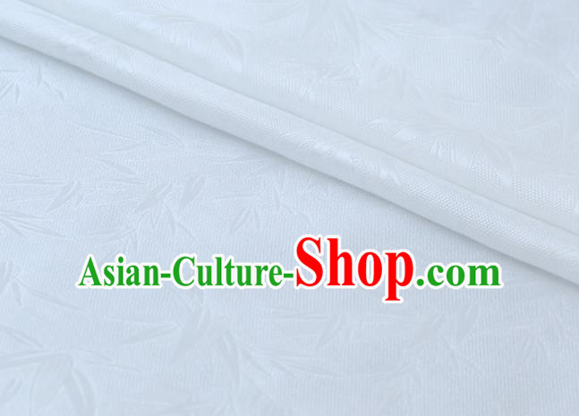 Chinese Traditional Bamboo Pattern Design White Silk Fabric Hanfu Cloth Asian Mulberry Silk Material
