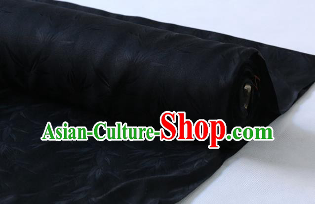 Asian Mulberry Silk Material Chinese Traditional Bamboo Pattern Design Black Silk Fabric Hanfu Cloth