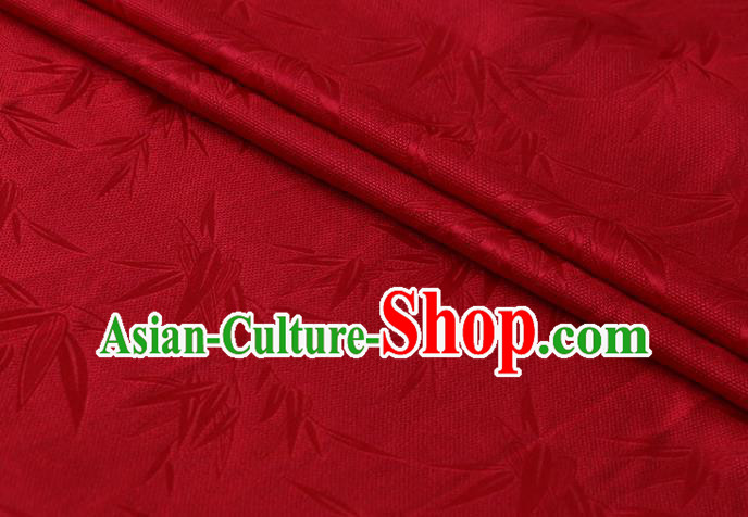 Asian Red Mulberry Silk Material Chinese Hanfu Cloth Traditional Bamboo Pattern Design Silk Fabric