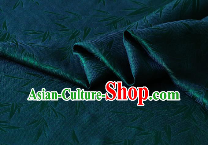Asian Chinese Hanfu Cloth Traditional Bamboo Pattern Design Dark Green Silk Drapery Mulberry Silk Fabric
