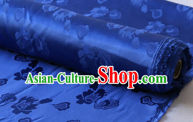 Asian Hanfu Royalblue Satin Cloth Chinese Traditional Pattern Design Mulberry Silk Fabric Silk Drapery