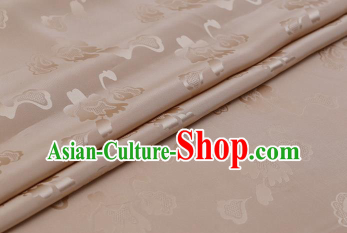 Khaki Asian Chinese Silk Drapery Traditional Pattern Design Mulberry Silk Fabric Hanfu Satin Cloth