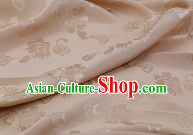 Khaki Asian Chinese Silk Drapery Traditional Pattern Design Mulberry Silk Fabric Hanfu Satin Cloth