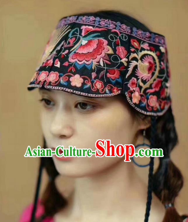 China National Individuality Hair Accessories Handmade Ethnic Embroidered Cap Flax Headband