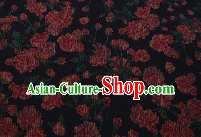 Chinese Classical Pattern Black Watered Gauze Asian Gambiered Guangdong Silk Fabric Traditional Cheongsam Cloth Drapery