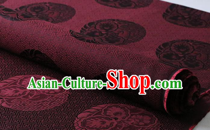 Traditional Classical Royal Pattern Purplish Red Silk Drapery Chinese Cheongsam Cloth Fabric