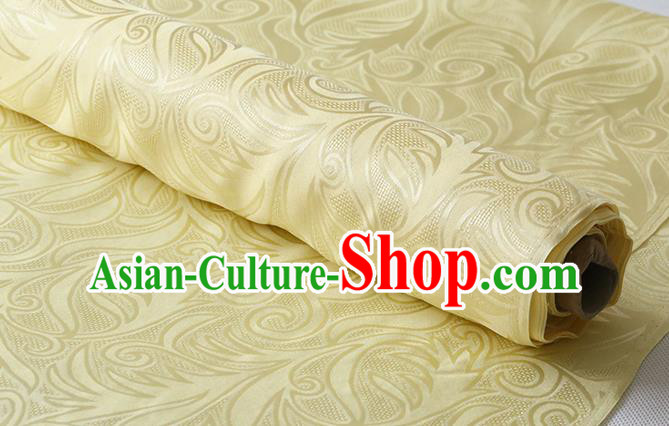 Chinese Classical Sago Flowers Pattern Damask Fabric Traditional Yellow Jacquard Cloth Cheongsam Silk Drapery