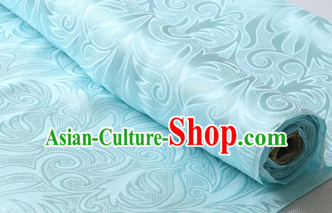 Chinese Classical Sago Flowers Pattern Light Blue Damask Fabric Traditional Cheongsam Jacquard Cloth Silk Drapery