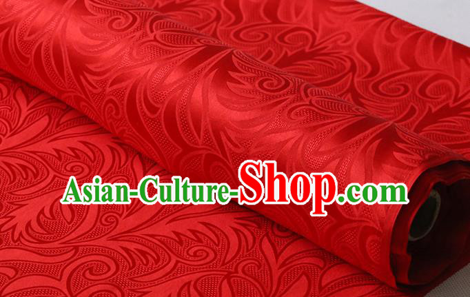 Chinese Traditional Cheongsam Jacquard Cloth Classical Sago Flowers Pattern Red Damask Fabric Silk Drapery
