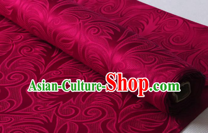 Chinese Traditional Wine Red Silk Drapery Classical Sago Flowers Pattern Damask Fabric Cheongsam Jacquard Cloth